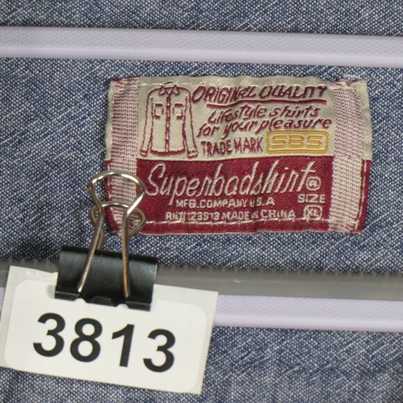 SBS Super Bad Shirt Button Up Mens XL Top Mustard Seersucker Flap Pockets Top - Picture 12 of 12